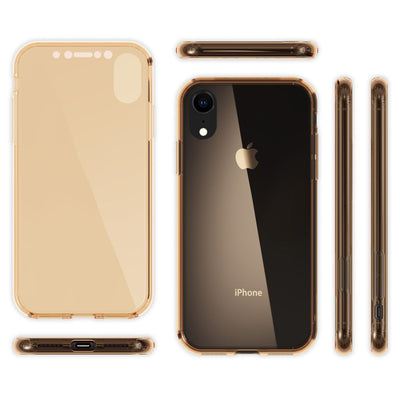 NALIA 360 Grad Hülle kompatibel mit iPhone XR, Full Cover Rundum Doppel-Schutz, Dünnes Ganzkörper Case Silikon Etui Handytasche, Displayschutz & Rückseite Handyhülle Gold NALIA Protective Hülle