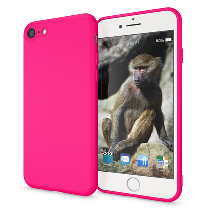 NALIA Neon Hülle für iPhone SE 2022 / SE 2020 / 8 / 7, Schutz Case Handy Cover Pink NALIA Neon Hülle