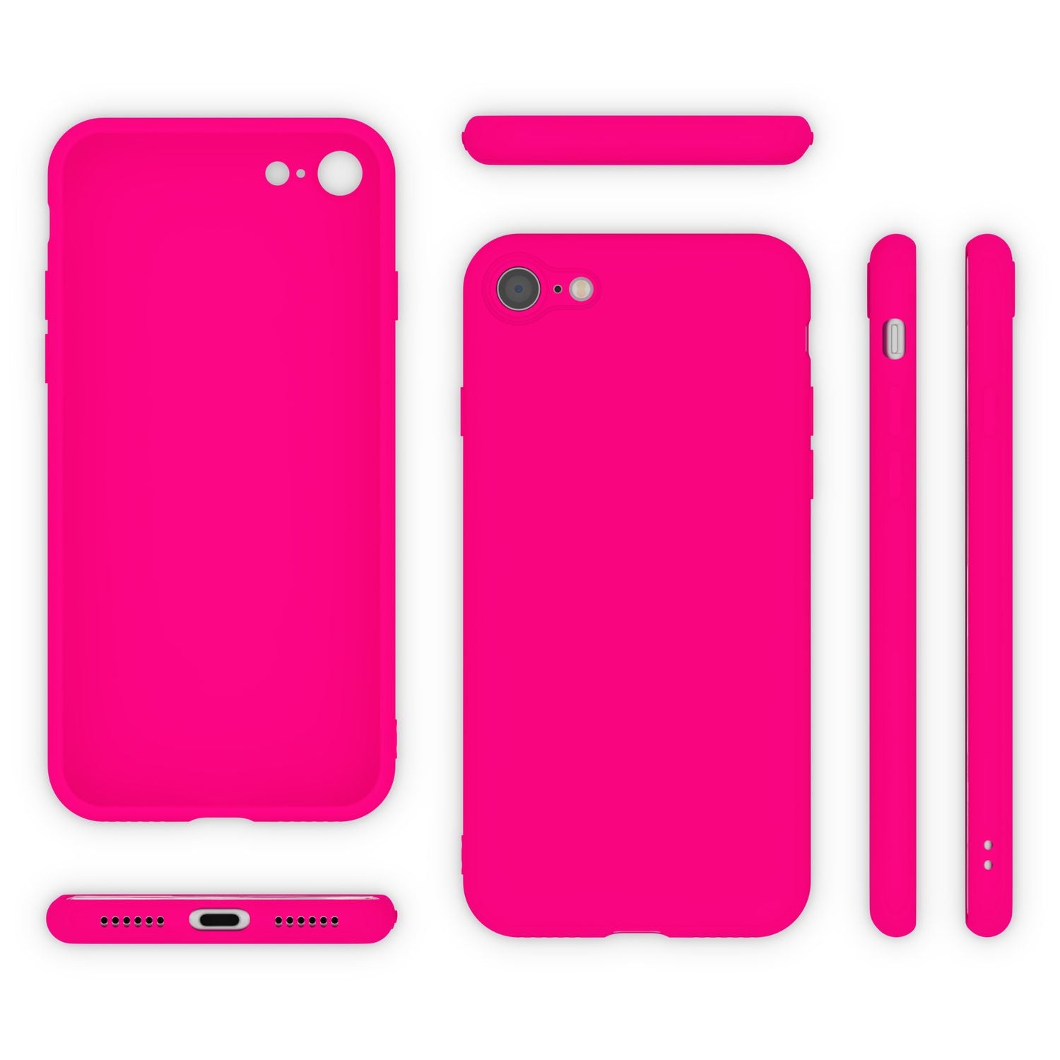 NALIA Neon Hülle für iPhone SE 2022 / SE 2020 / 8 / 7, Schutz Case Handy Cover Pink NALIA Neon Hülle