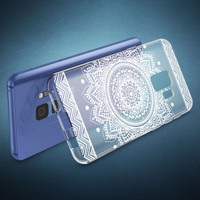 NALIA Handyhülle kompatibel mit Samsung Galaxy S9, Slim Silikon Motiv Case Crystal Schutzhülle Dünn Durchsichtig, Etui Handy-Tasche Back-Cover Transparent Bumper Circle Flowers NALIA SlimFit Hülle