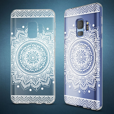 NALIA Handyhülle kompatibel mit Samsung Galaxy S9, Slim Silikon Motiv Case Crystal Schutzhülle Dünn Durchsichtig, Etui Handy-Tasche Back-Cover Transparent Bumper Circle Flowers NALIA SlimFit Hülle