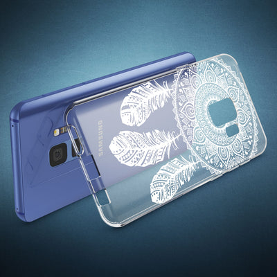 NALIA Handyhülle kompatibel mit Samsung Galaxy S9, Slim Silikon Motiv Case Crystal Schutzhülle Dünn Durchsichtig, Etui Handy-Tasche Back-Cover Transparent Bumper Circle Flowers NALIA SlimFit Hülle
