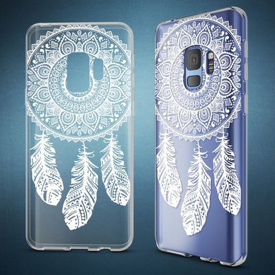 NALIA Handyhülle kompatibel mit Samsung Galaxy S9, Slim Silikon Motiv Case Crystal Schutzhülle Dünn Durchsichtig, Etui Handy-Tasche Back-Cover Transparent Bumper Circle Flowers NALIA SlimFit Hülle