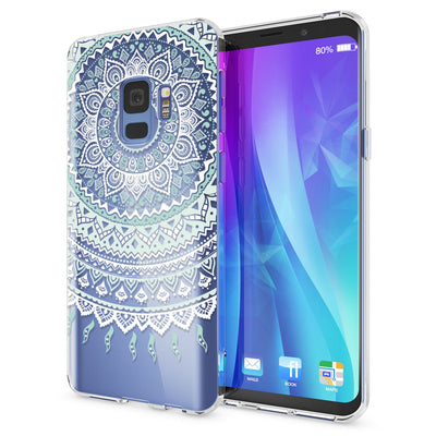 NALIA Handyhülle kompatibel mit Samsung Galaxy S9, Slim Silikon Motiv Case Crystal Schutzhülle Dünn Durchsichtig, Etui Handy-Tasche Back-Cover Transparent Bumper Circle Flowers NALIA SlimFit Hülle
