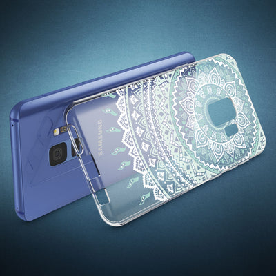 NALIA Handyhülle kompatibel mit Samsung Galaxy S9, Slim Silikon Motiv Case Crystal Schutzhülle Dünn Durchsichtig, Etui Handy-Tasche Back-Cover Transparent Bumper Circle Flowers NALIA SlimFit Hülle