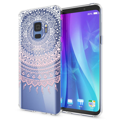 NALIA Handyhülle kompatibel mit Samsung Galaxy S9, Slim Silikon Motiv Case Crystal Schutzhülle Dünn Durchsichtig, Etui Handy-Tasche Back-Cover Transparent Bumper Circle Flowers NALIA SlimFit Hülle