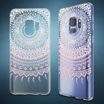NALIA Handyhülle kompatibel mit Samsung Galaxy S9, Slim Silikon Motiv Case Crystal Schutzhülle Dünn Durchsichtig, Etui Handy-Tasche Back-Cover Transparent Bumper Circle Flowers NALIA SlimFit Hülle