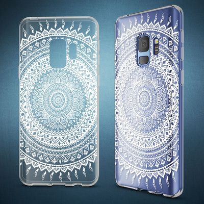 NALIA Handyhülle kompatibel mit Samsung Galaxy S9, Slim Silikon Motiv Case Crystal Schutzhülle Dünn Durchsichtig, Etui Handy-Tasche Back-Cover Transparent Bumper Circle Flowers NALIA SlimFit Hülle