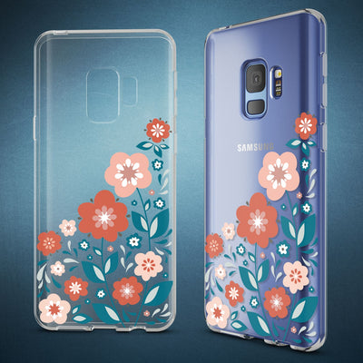 NALIA Handyhülle kompatibel mit Samsung Galaxy S9, Slim Silikon Motiv Case Crystal Schutzhülle Dünn Durchsichtig, Etui Handy-Tasche Back-Cover Transparent Bumper Circle Flowers NALIA SlimFit Hülle