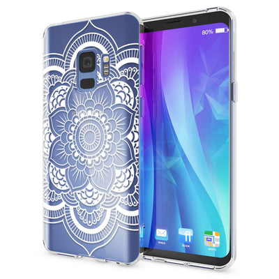 NALIA Handyhülle kompatibel mit Samsung Galaxy S9, Slim Silikon Motiv Case Crystal Schutzhülle Dünn Durchsichtig, Etui Handy-Tasche Back-Cover Transparent Bumper Circle Flowers NALIA SlimFit Hülle