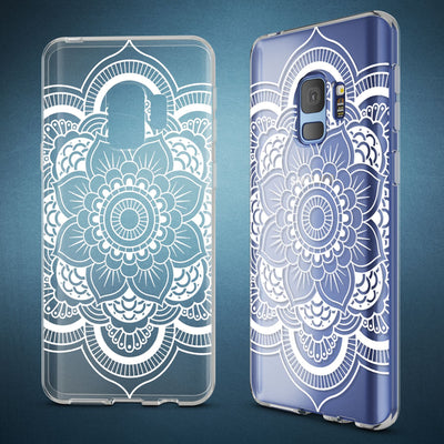 NALIA Handyhülle kompatibel mit Samsung Galaxy S9, Slim Silikon Motiv Case Crystal Schutzhülle Dünn Durchsichtig, Etui Handy-Tasche Back-Cover Transparent Bumper Circle Flowers NALIA SlimFit Hülle
