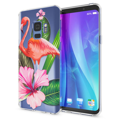 NALIA Handyhülle kompatibel mit Samsung Galaxy S9, Slim Silikon Motiv Case Crystal Schutzhülle Dünn Durchsichtig, Etui Handy-Tasche Back-Cover Transparent Bumper Flamingo Pink NALIA SlimFit Hülle