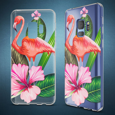 NALIA Handyhülle kompatibel mit Samsung Galaxy S9, Slim Silikon Motiv Case Crystal Schutzhülle Dünn Durchsichtig, Etui Handy-Tasche Back-Cover Transparent Bumper Flamingo Pink NALIA SlimFit Hülle