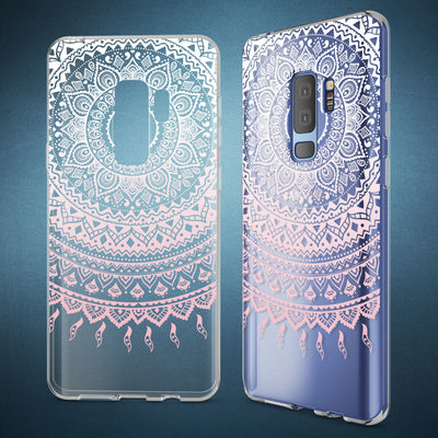 NALIA Handyhülle kompatibel mit Samsung Galaxy S9 Plus, Slim Silikon Motiv Case Crystal Schutzhülle Dünn Durchsichtig, Etui Handy-Tasche Back-Cover Transparent Bumper Mandala Pink NALIA SlimFit Hülle