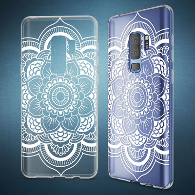 NALIA Handyhülle kompatibel mit Samsung Galaxy S9 Plus, Slim Silikon Motiv Case Crystal Schutzhülle Dünn Durchsichtig, Etui Handy-Tasche Back-Cover Transparent Bumper Mandala Pink NALIA SlimFit Hülle