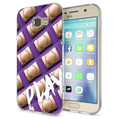 NALIA Handyhülle kompatibel mit Samsung Galaxy A5 2017, Lustig Silikon Phone Etui Dünnes Case Ultra-Slim Schutzhülle Spruch Handy-Tasche Back-Cover Bumper Play (Purple) NALIA Protective Hülle