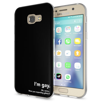 NALIA Handyhülle kompatibel mit Samsung Galaxy A5 2017, Lustig Silikon Phone Etui Dünnes Case Ultra-Slim Schutzhülle Spruch Handy-Tasche Back-Cover Bumper Gay (Black) NALIA Protective Hülle
