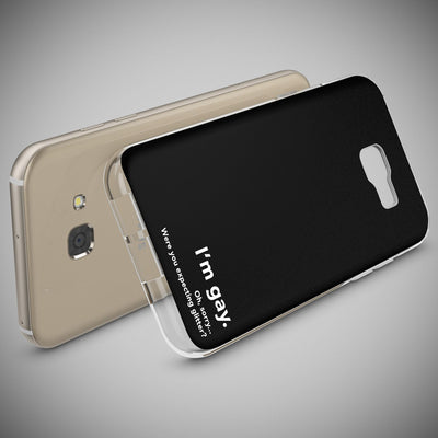 NALIA Handyhülle kompatibel mit Samsung Galaxy A5 2017, Lustig Silikon Phone Etui Dünnes Case Ultra-Slim Schutzhülle Spruch Handy-Tasche Back-Cover Bumper Gay (Black) NALIA Protective Hülle