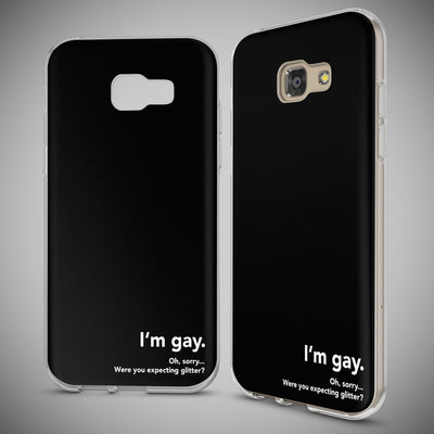 NALIA Handyhülle kompatibel mit Samsung Galaxy A5 2017, Lustig Silikon Phone Etui Dünnes Case Ultra-Slim Schutzhülle Spruch Handy-Tasche Back-Cover Bumper Gay (Black) NALIA Protective Hülle