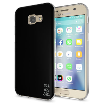 NALIA Handyhülle kompatibel mit Samsung Galaxy A5 2017, Lustig Silikon Phone Etui Dünnes Case Ultra-Slim Schutzhülle Spruch Handy-Tasche Back-Cover Bumper Fuck this shit (Black) NALIA Protective Hülle