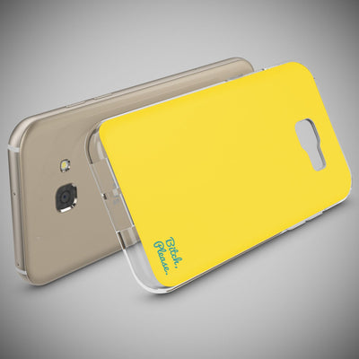 NALIA Handyhülle kompatibel mit Samsung Galaxy A5 2017, Lustig Silikon Phone Etui Dünnes Case Ultra-Slim Schutzhülle Spruch Handy-Tasche Back-Cover Bumper Bitch please (Yellow) NALIA Protective Hülle