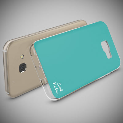 NALIA Handyhülle kompatibel mit Samsung Galaxy A5 2017, Lustig Silikon Phone Etui Dünnes Case Ultra-Slim Schutzhülle Spruch Handy-Tasche Back-Cover Bumper Send nudes (Cyan) NALIA Protective Hülle