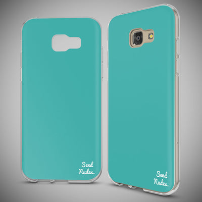 NALIA Handyhülle kompatibel mit Samsung Galaxy A5 2017, Lustig Silikon Phone Etui Dünnes Case Ultra-Slim Schutzhülle Spruch Handy-Tasche Back-Cover Bumper Send nudes (Cyan) NALIA Protective Hülle