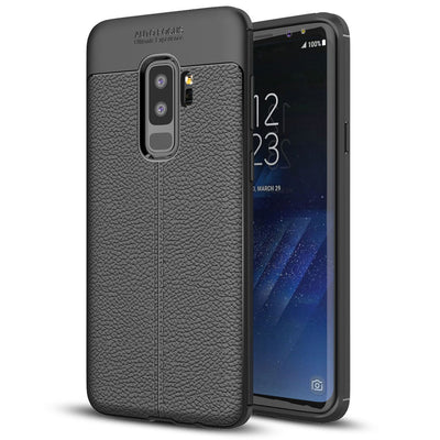 NALIA Leder-Look Handyhülle kompatibel mit Samsung Galaxy S9 Plus, Ultra Slim Silikon Case Cover, Dünne Smart-Phone Schutzhülle Etui Handy-Tasche Back-Cover Bumper, TPU Gummihülle - Schwarz Default Title NALIA SlimFit Hülle