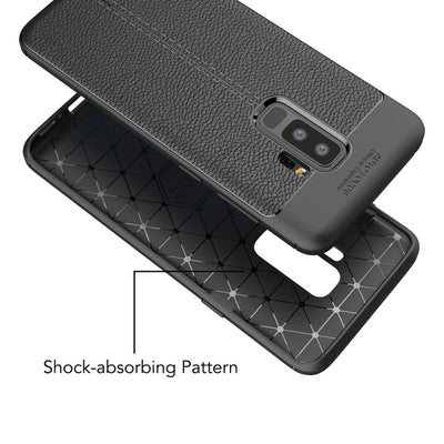 NALIA Leder-Look Handyhülle kompatibel mit Samsung Galaxy S9 Plus, Ultra Slim Silikon Case Cover, Dünne Smart-Phone Schutzhülle Etui Handy-Tasche Back-Cover Bumper, TPU Gummihülle - Schwarz Default Title NALIA SlimFit Hülle