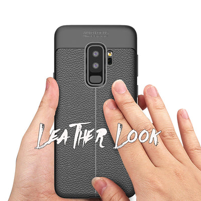 NALIA Leder-Look Handyhülle kompatibel mit Samsung Galaxy S9 Plus, Ultra Slim Silikon Case Cover, Dünne Smart-Phone Schutzhülle Etui Handy-Tasche Back-Cover Bumper, TPU Gummihülle - Schwarz Default Title NALIA SlimFit Hülle