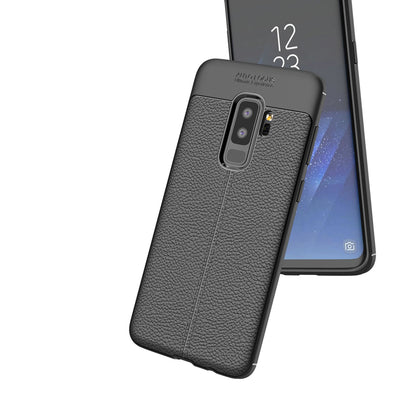 NALIA Leder-Look Handyhülle kompatibel mit Samsung Galaxy S9 Plus, Ultra Slim Silikon Case Cover, Dünne Smart-Phone Schutzhülle Etui Handy-Tasche Back-Cover Bumper, TPU Gummihülle - Schwarz Default Title NALIA SlimFit Hülle