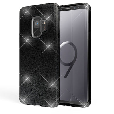 NALIA Glitzerhülle für Samsung Galaxy S9 – Funkelnder Glitzer-Look & Grip – SHINEPOP (Silikon Case) – Marke aus Berlin Schwarz NALIA Protective Hülle
