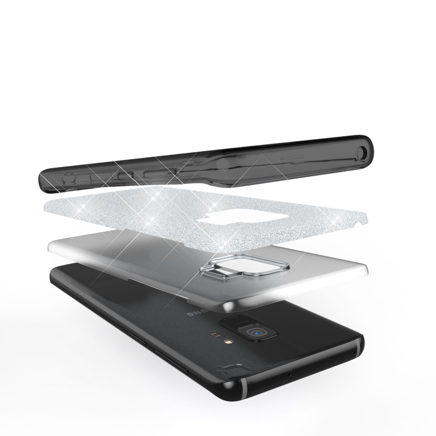 Samsung Galaxy S9 Hülle Handyhülle von NALIA, Glitzer Slim Case Cover Schutzhülle Schwarz NALIA Protective Hülle