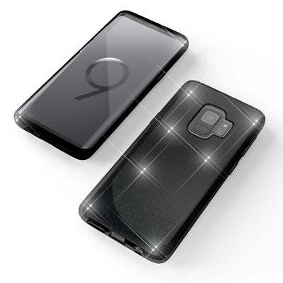 NALIA Glitzerhülle für Samsung Galaxy S9 – Funkelnder Glitzer-Look & Grip – SHINEPOP (Silikon Case) – Marke aus Berlin Schwarz NALIA Protective Hülle