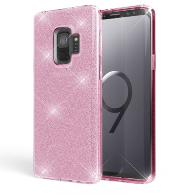 NALIA Glitzerhülle für Samsung Galaxy S9 – Funkelnder Glitzer-Look & Grip – SHINEPOP (Silikon Case) – Marke aus Berlin Pink NALIA Protective Hülle