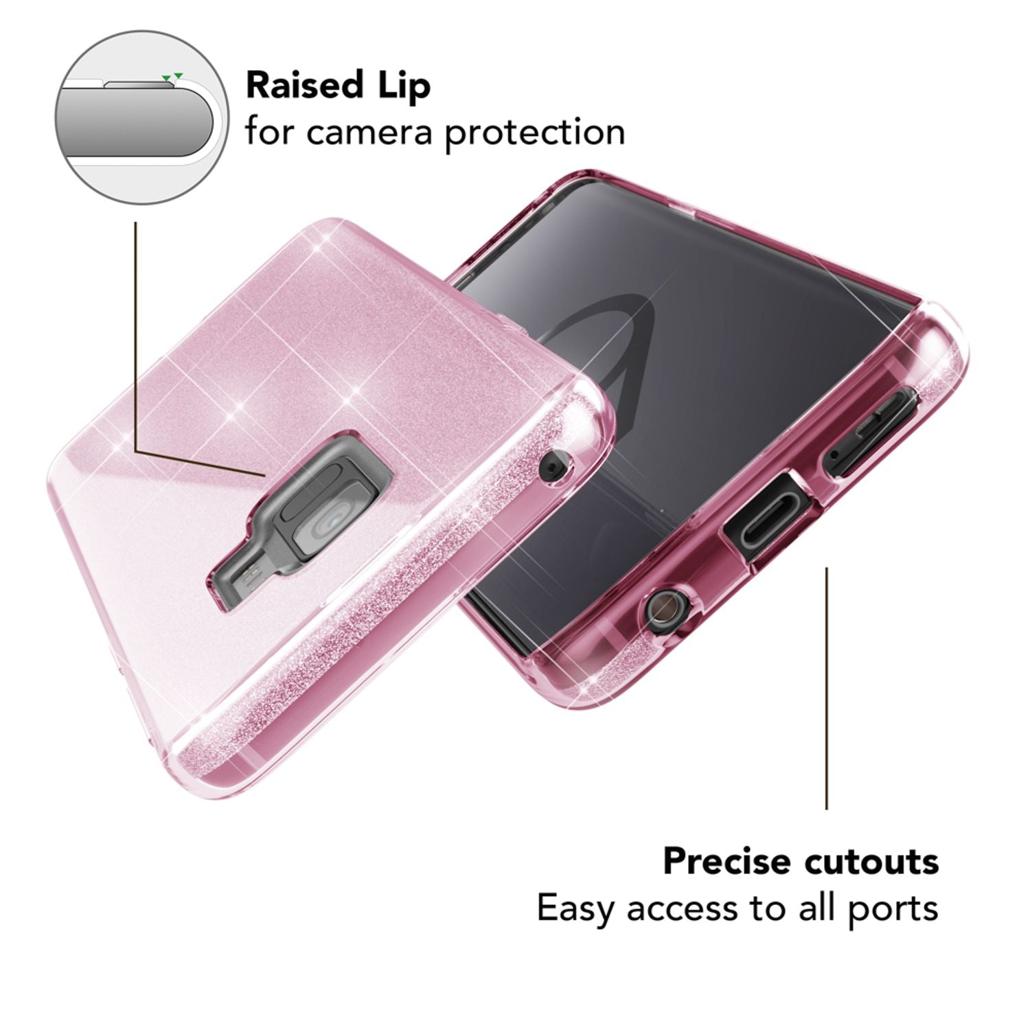 Samsung Galaxy S9 Hülle Handyhülle von NALIA, Glitzer Slim Case Cover Schutzhülle Pink NALIA Protective Hülle