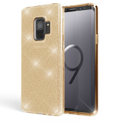 NALIA Glitzerhülle für Samsung Galaxy S9 – Funkelnder Glitzer-Look & Grip – SHINEPOP (Silikon Case) – Marke aus Berlin Gold NALIA Protective Hülle
