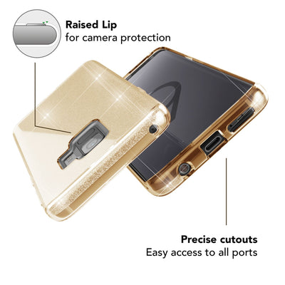 NALIA Glitzerhülle für Samsung Galaxy S9 – Funkelnder Glitzer-Look & Grip – SHINEPOP (Silikon Case) – Marke aus Berlin Gold NALIA Protective Hülle