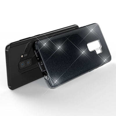 NALIA Glitzerhülle für Samsung Galaxy S9 Plus – Funkelnder Glitzer-Look & Grip – SHINEPOP (Silikon Case) – Marke aus Berlin Schwarz NALIA Protective Hülle