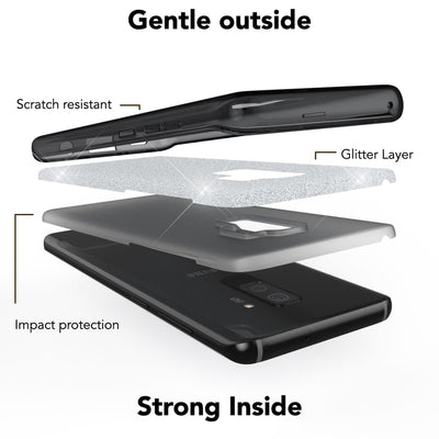 NALIA Glitzerhülle für Samsung Galaxy S9 Plus – Funkelnder Glitzer-Look & Grip – SHINEPOP (Silikon Case) – Marke aus Berlin Schwarz NALIA Protective Hülle