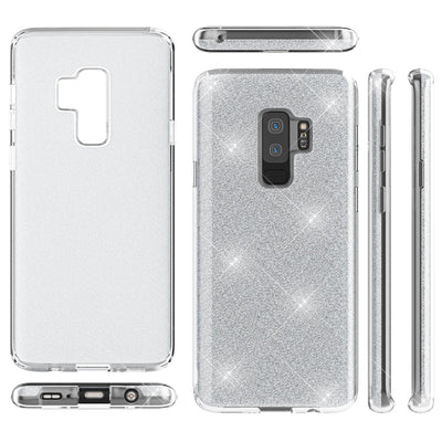 NALIA Glitzerhülle für Samsung Galaxy S9 Plus – Funkelnder Glitzer-Look & Grip – SHINEPOP (Silikon Case) – Marke aus Berlin Schwarz NALIA Protective Hülle