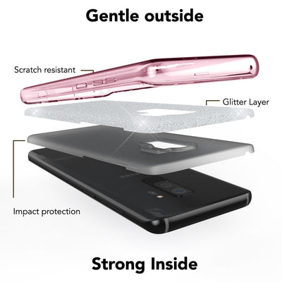 NALIA Glitzerhülle für Samsung Galaxy S9 Plus – Funkelnder Glitzer-Look & Grip – SHINEPOP (Silikon Case) – Marke aus Berlin Pink NALIA Protective Hülle