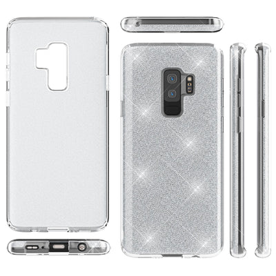 NALIA Glitzerhülle für Samsung Galaxy S9 Plus – Funkelnder Glitzer-Look & Grip – SHINEPOP (Silikon Case) – Marke aus Berlin Pink NALIA Protective Hülle