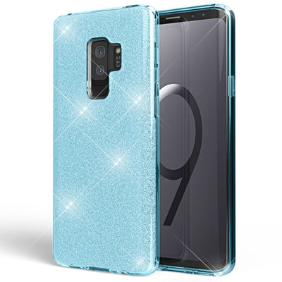 NALIA Glitzerhülle für Samsung Galaxy S9 Plus – Funkelnder Glitzer-Look & Grip – SHINEPOP (Silikon Case) – Marke aus Berlin Türkis NALIA Protective Hülle