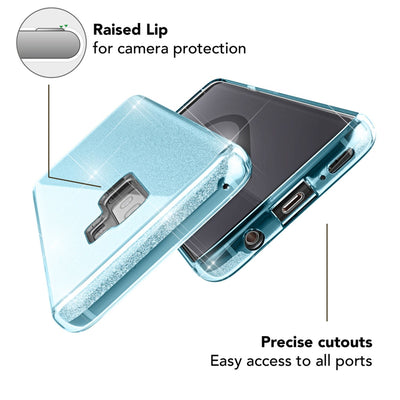 NALIA Glitzerhülle für Samsung Galaxy S9 Plus – Funkelnder Glitzer-Look & Grip – SHINEPOP (Silikon Case) – Marke aus Berlin Türkis NALIA Protective Hülle