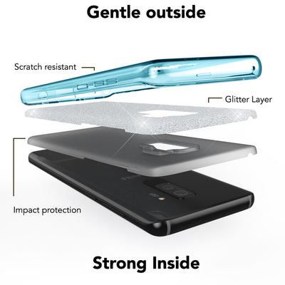 NALIA Glitzerhülle für Samsung Galaxy S9 Plus – Funkelnder Glitzer-Look & Grip – SHINEPOP (Silikon Case) – Marke aus Berlin Türkis NALIA Protective Hülle