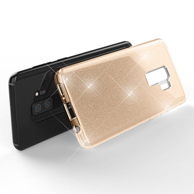 NALIA Glitzerhülle für Samsung Galaxy S9 Plus – Funkelnder Glitzer-Look & Grip – SHINEPOP (Silikon Case) – Marke aus Berlin Gold NALIA Protective Hülle