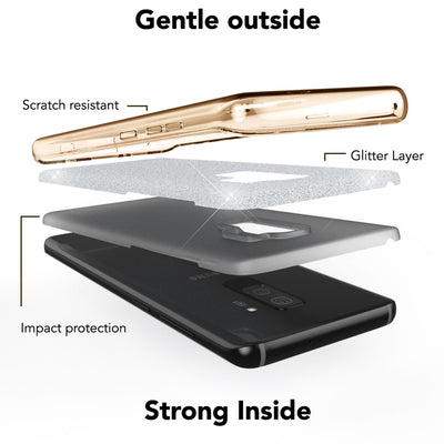 NALIA Glitzerhülle für Samsung Galaxy S9 Plus – Funkelnder Glitzer-Look & Grip – SHINEPOP (Silikon Case) – Marke aus Berlin Gold NALIA Protective Hülle
