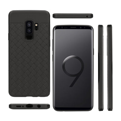 NALIA Handyhülle kompatibel mit Samsung Galaxy S9 Plus, Ultra-Slim gewebtes Muster TPU Silikon Case, Dünnes Cover Gummi Schutzhülle Skin, Etui Handy-Tasche Backcover Bumper - Schwarz Default Title NALIA Protective Hülle