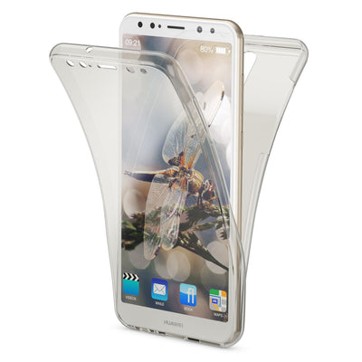 NALIA 360 Grad Handyhülle kompatibel mit Huawei Mate 10 Lite, Full Cover vorne hinten Doppel-Schutz, Dünn Ganzkörper Case Silikon Handytasche Transparenter Displayschutz Rückseite Grau NALIA Protective Hülle